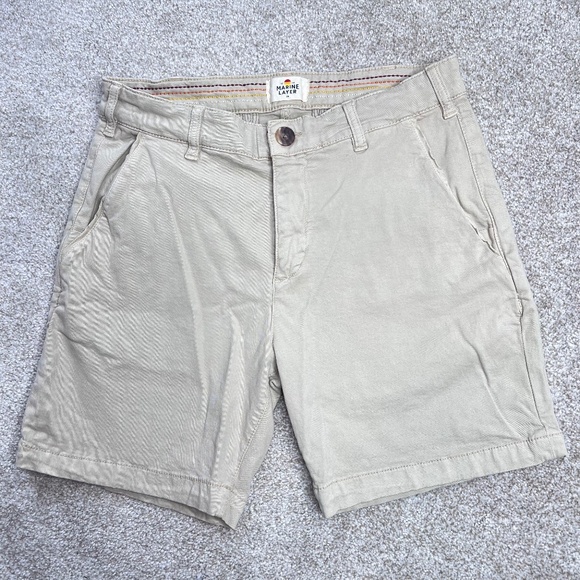 Marine Layer Twill Khaki Tan Shorts 30 7” - Picture 1 of 5